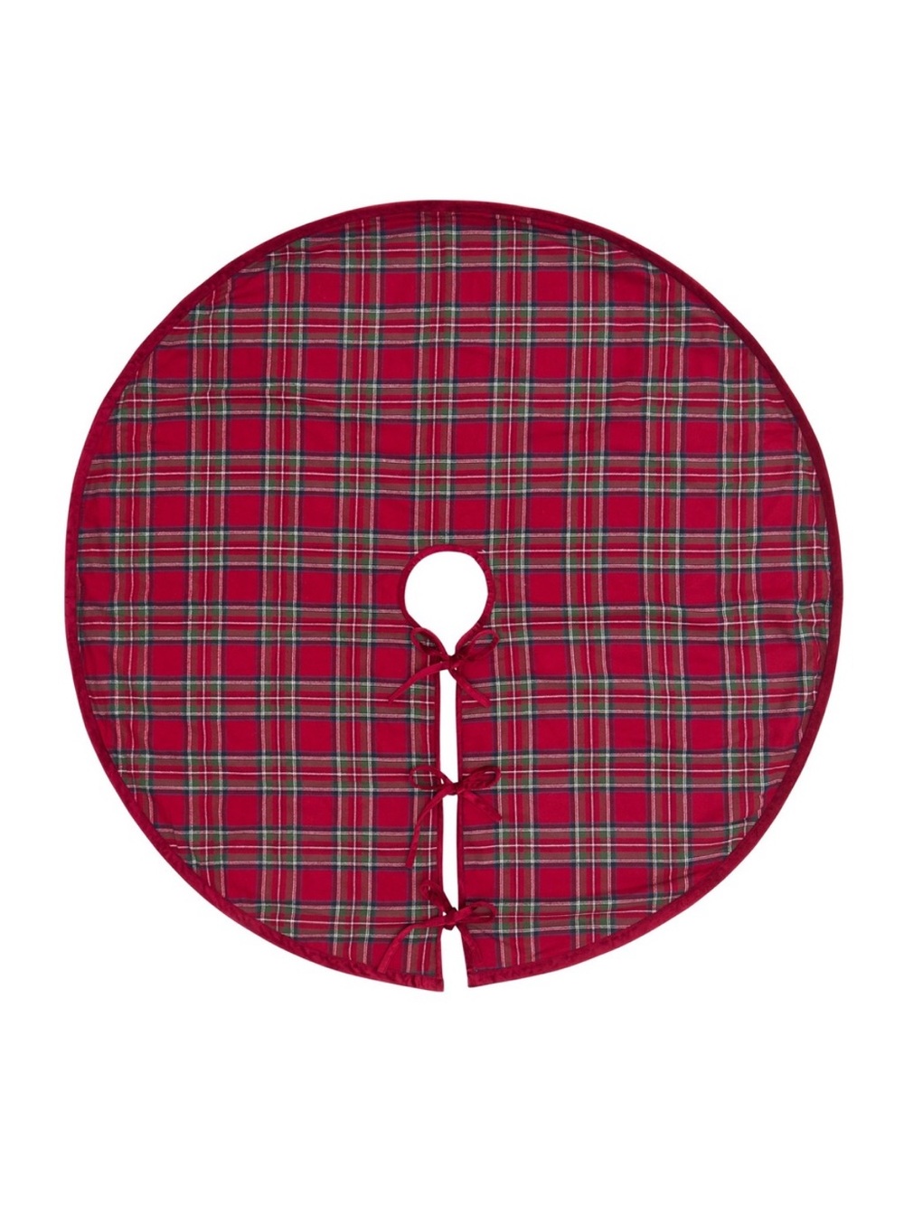 My Texas House Angie Red Plaid Christmas Tree Skirt, 60"